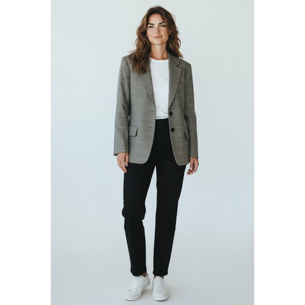 FRAME Denim Grandfather Jacket Noir Multi Oversized Blazer Size Large